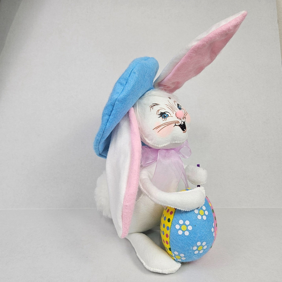 Annalee Artist Easter Bunny With Brush and Egg Blue Beret 2014 Whimsical Rabbit - Picture 2 of 15